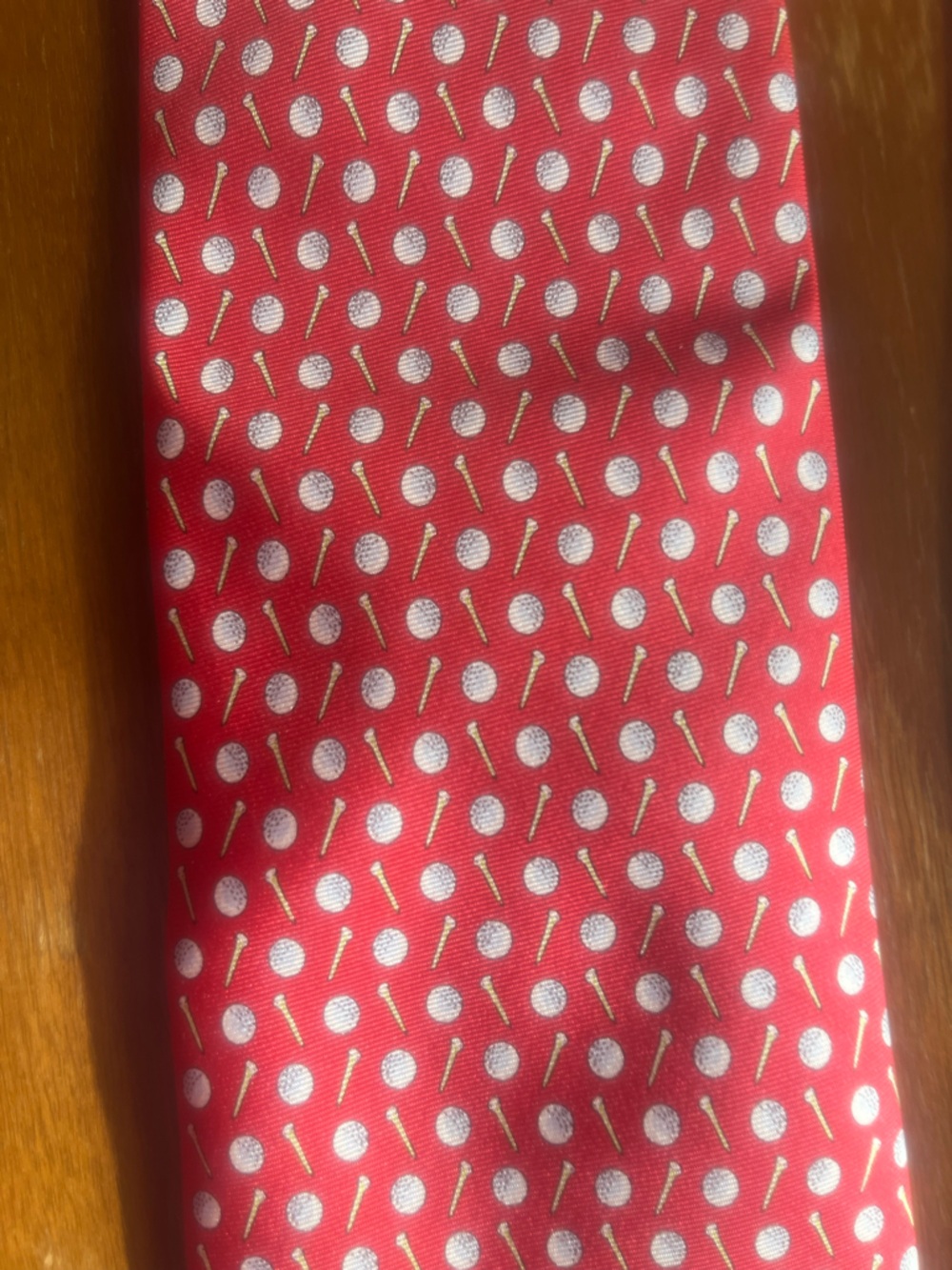 Sero New England Classics Red Silk Tie with Golf Balls & Tees